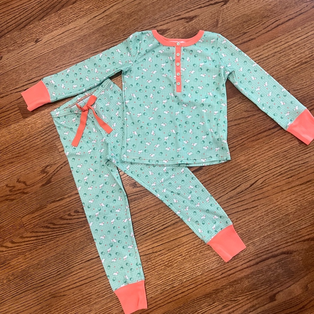 American Girl Kids Green and Orange Pajamas